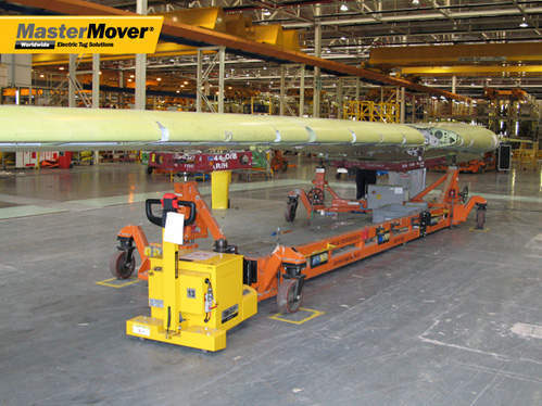 Airbus uses electric tugs for wing assembly